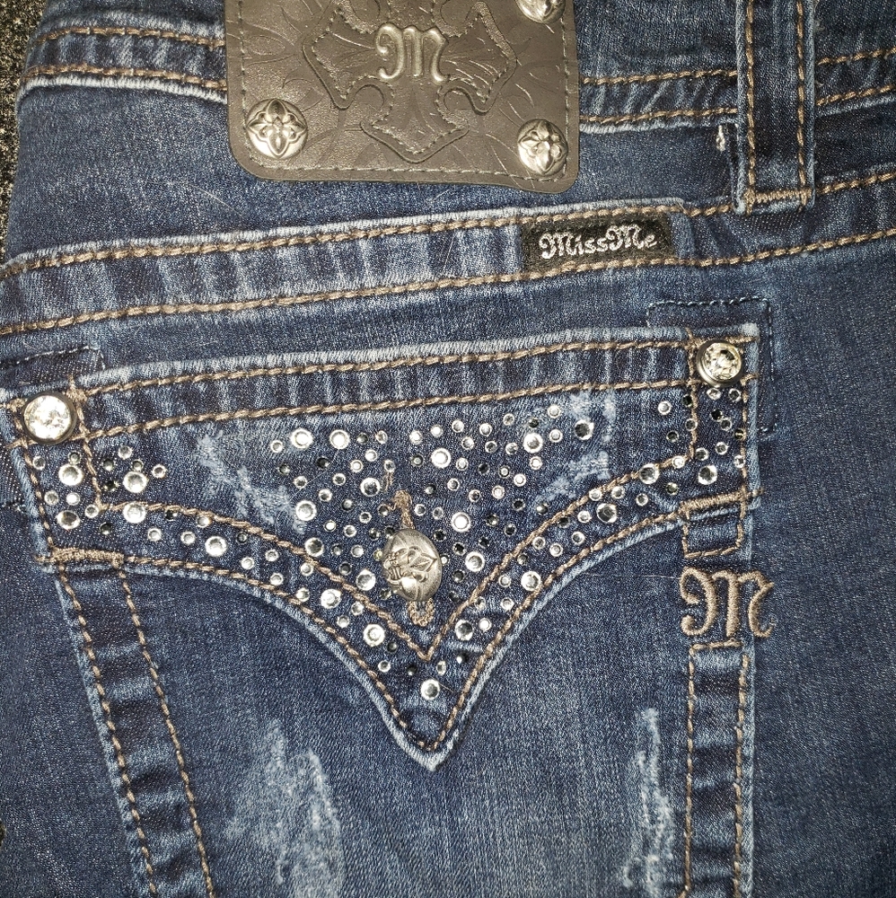 Miss Me Mid Rise Easy Jeweled Plus Size 36